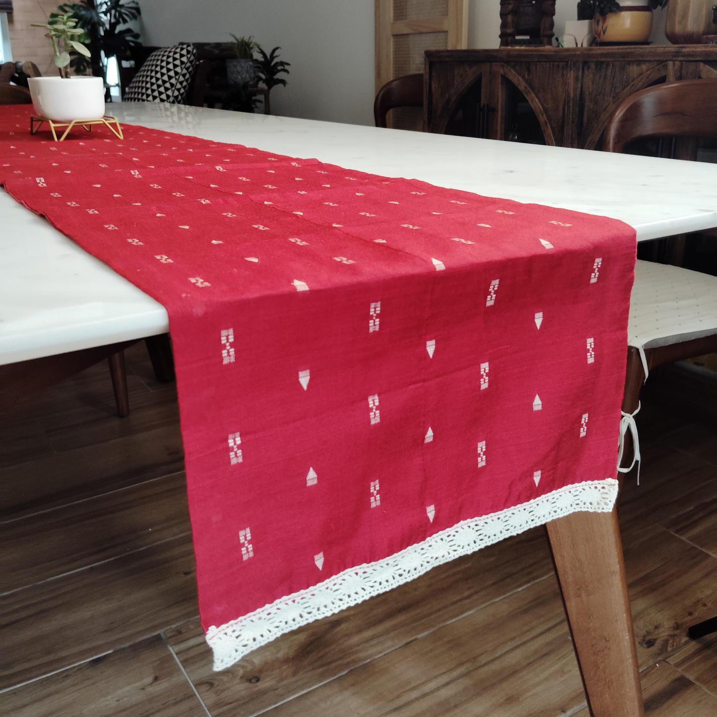 Modern Table Runner for 6 or 8 seater dining - Red
