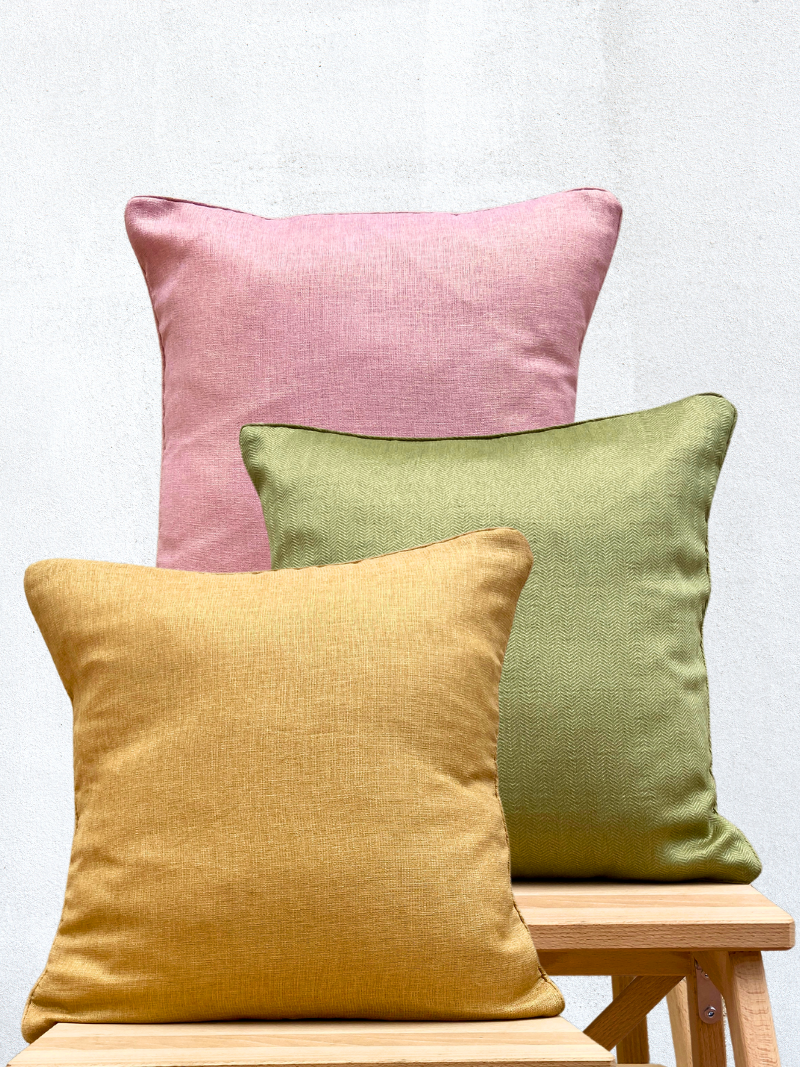 Minimalistic Elegant Pink, Mint Green & Muted Gold Shimmery Cushion Cover Combo
