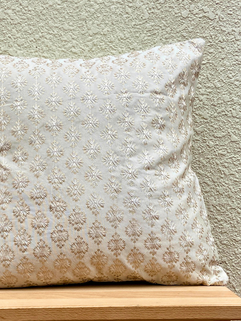 Festive White Star Motif cushion cover 16 x 16 inches