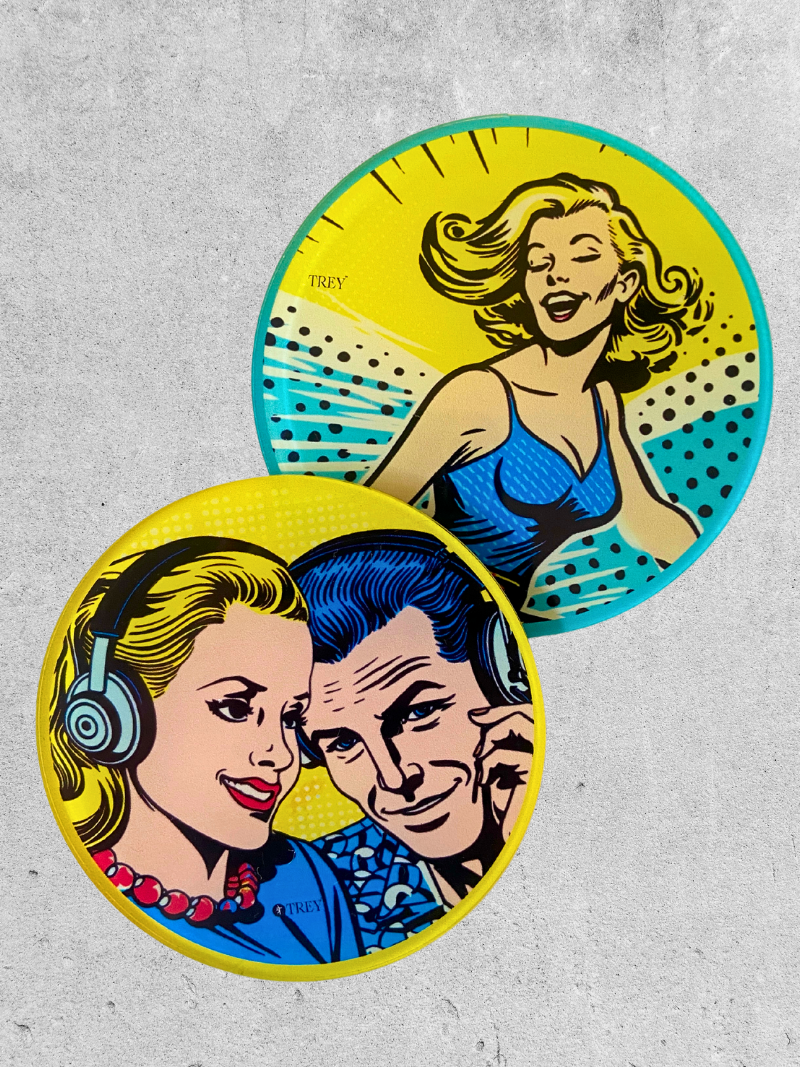 Quirky Besties Waterproof Coasters for Tea, Coffee, Beer- Set of 4