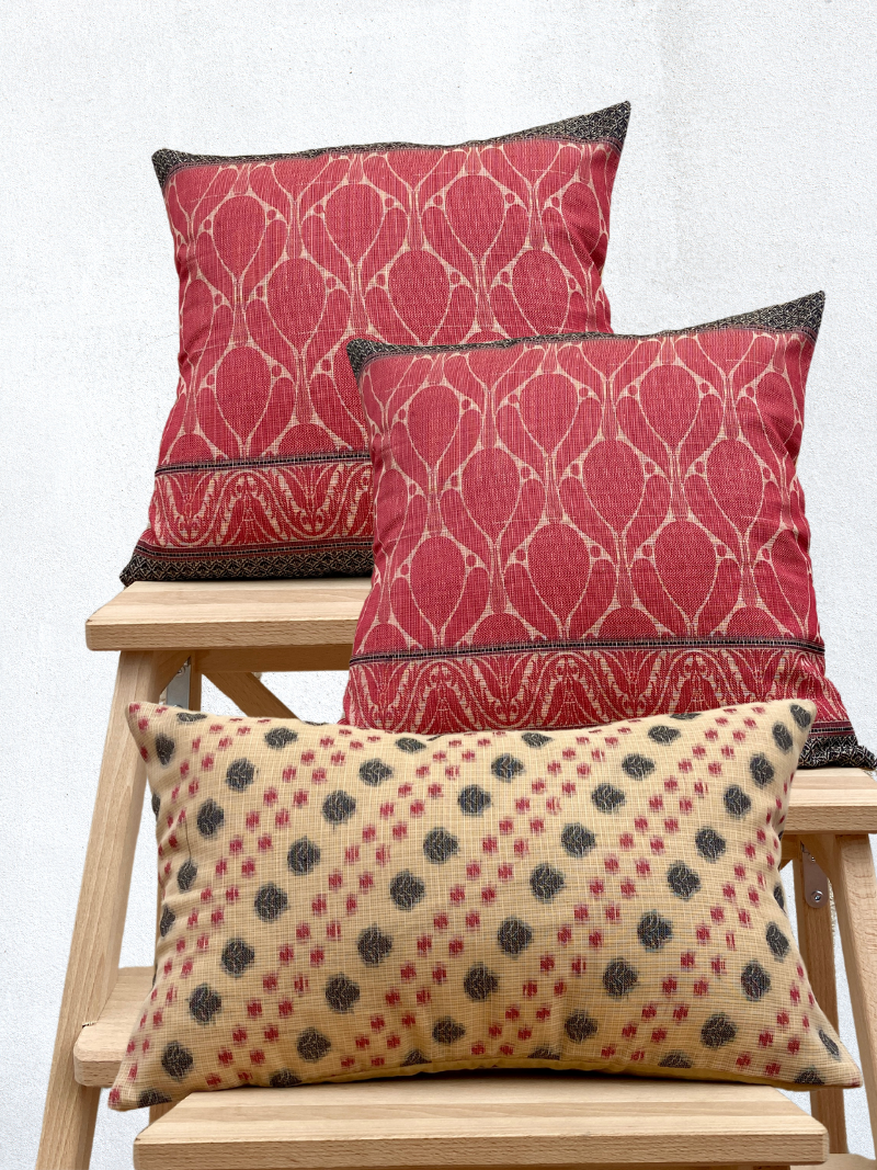 Ethnic Elegant Red & Black Cushion Cover Combo Set 16 x 16 inches and 12 x 20inches