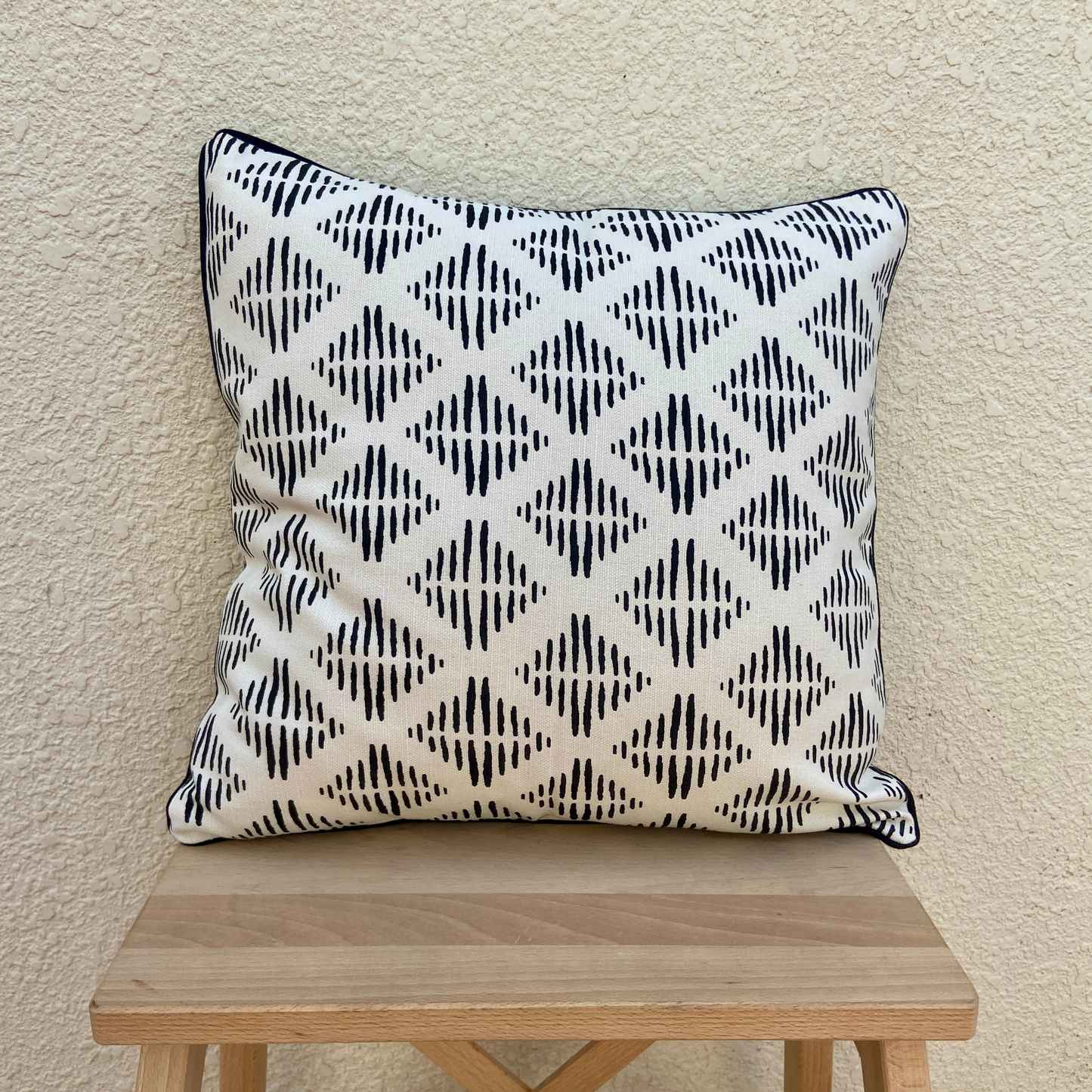 White with Diamond Pattern Boho cushion cover 16 x 16 inches