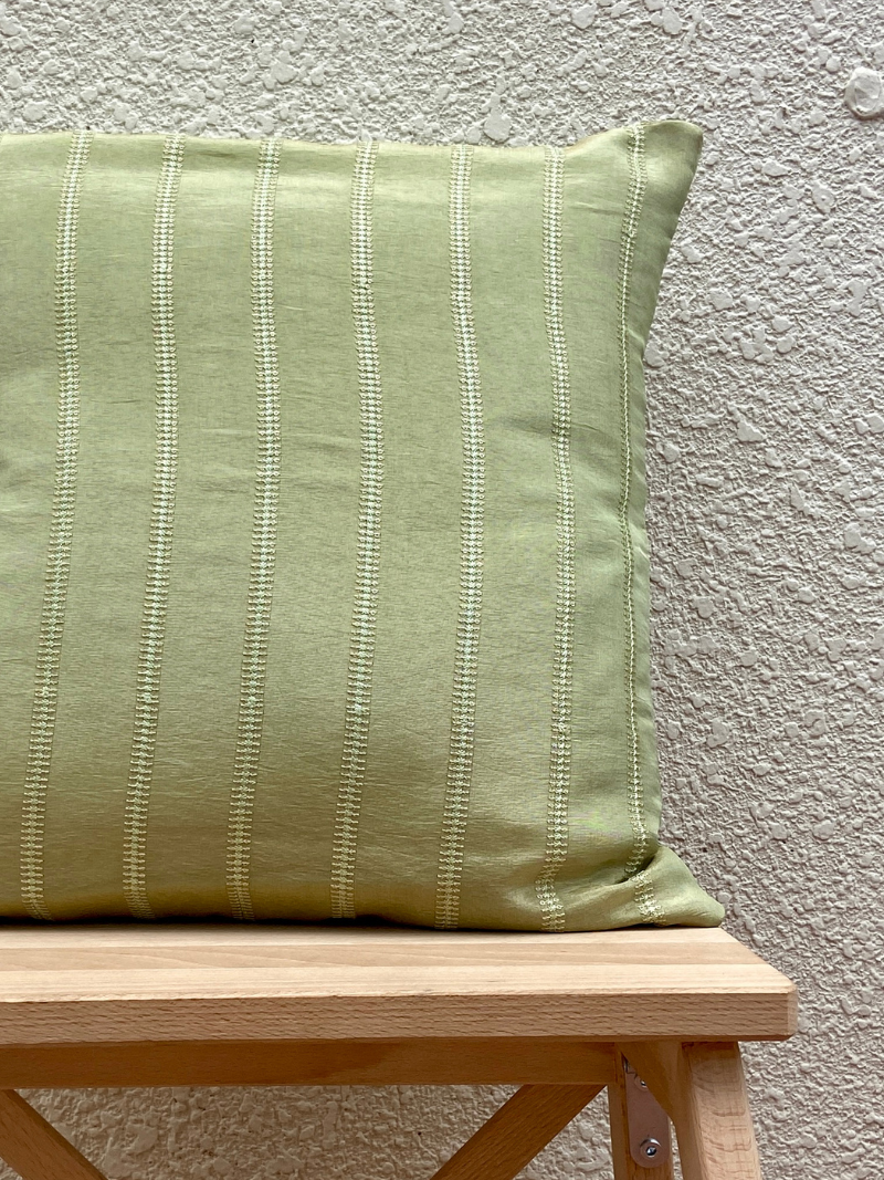 Elegant Dreamy Mint Green with Stripes cushion cover 16 x 16 inches