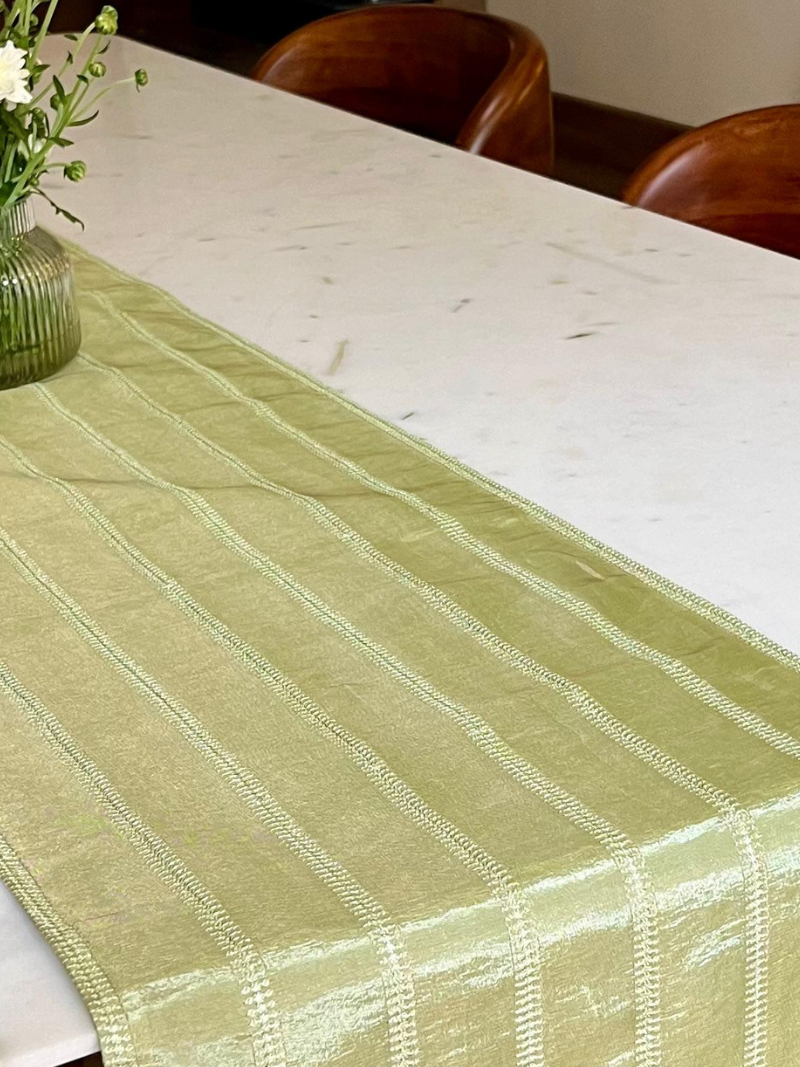 Elegant Minimalistic Festive Table Runner for 6 or 8 seater dining - Mint Green