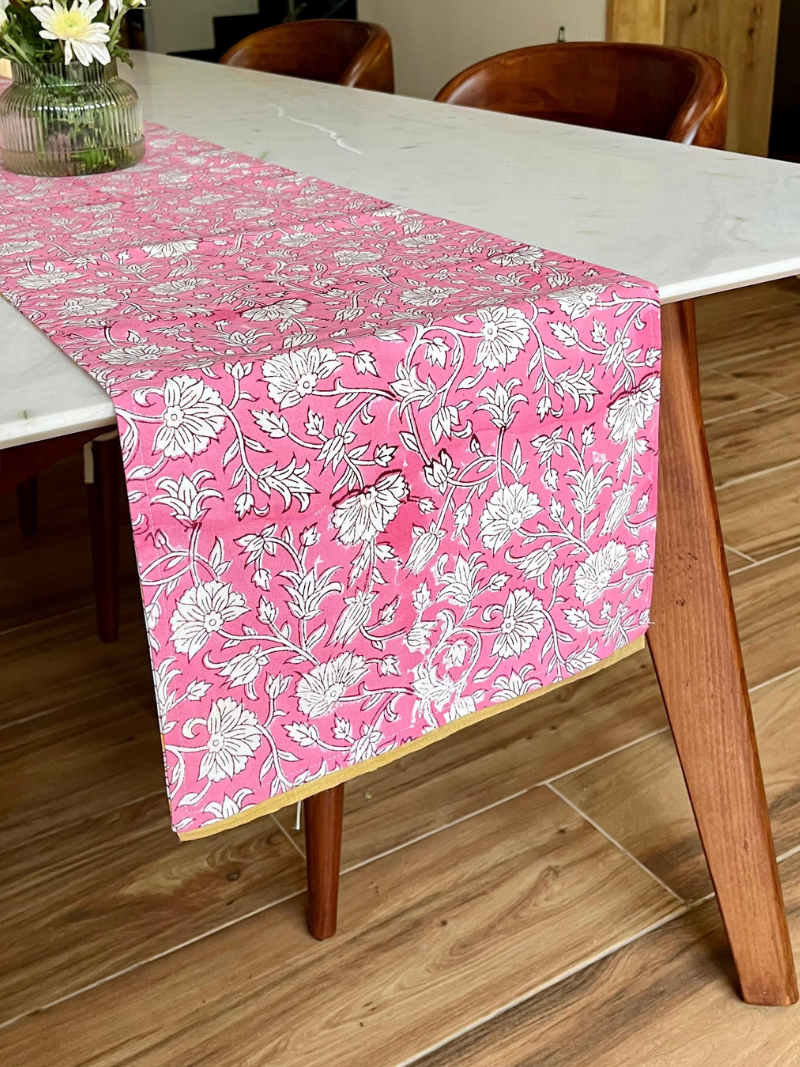 Cotton Double sided Table Runner for 6 or 8 seater dining - Jaipuri Print