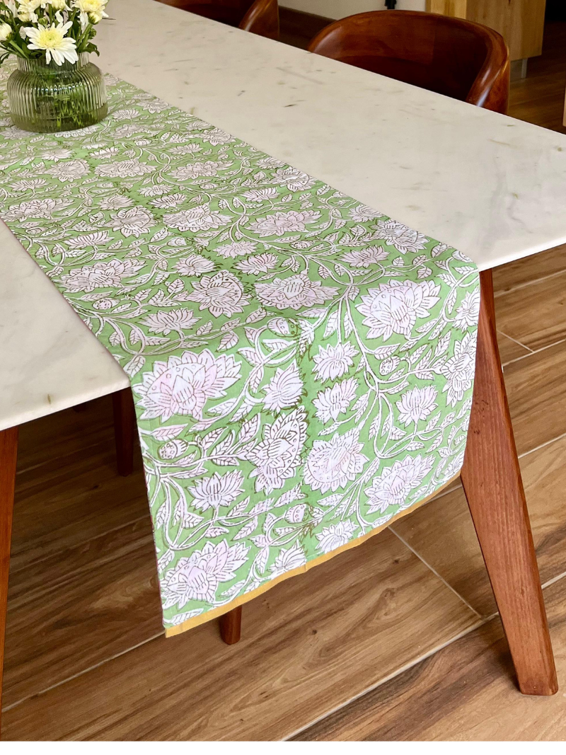 Cotton Double sided Table Runner for 6 or 8 seater dining - Jaipuri Print