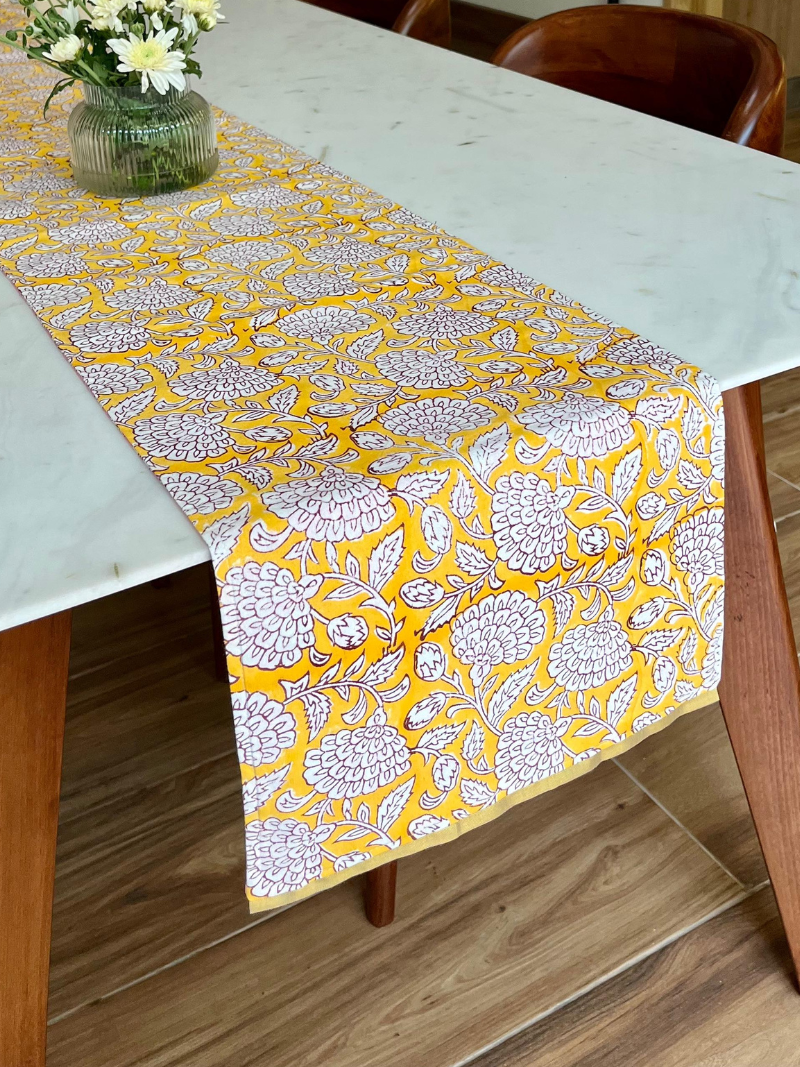 Cotton Double sided Table Runner for 6 or 8 seater dining - Jaipuri Print