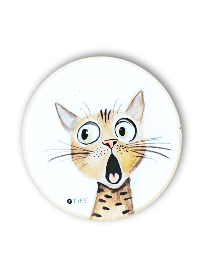 Quirky Cute Cats Waterproof Coasters for Tea, Coffee,Beer - Set of 2