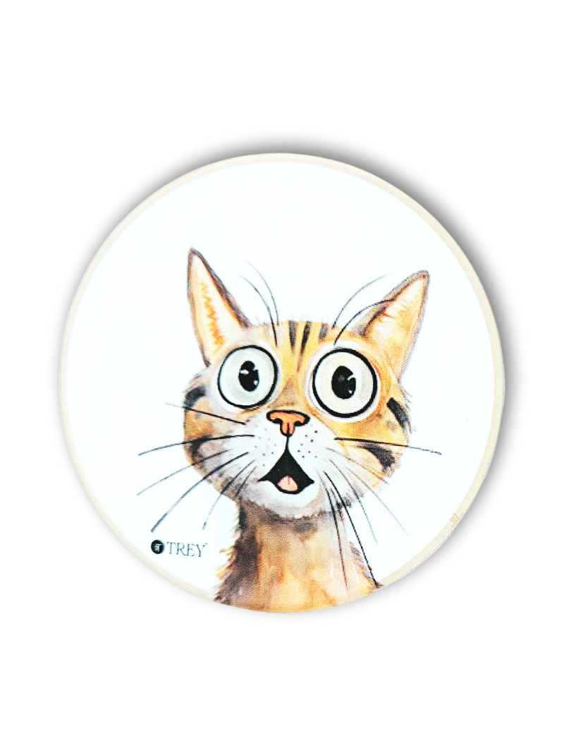 Quirky Cute Cats Waterproof Coasters for Tea, Coffee,Beer - Set of 2