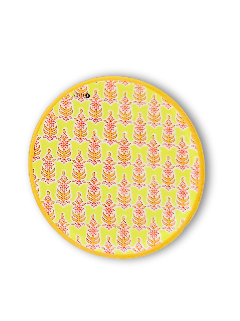 Festive Ethnic Waterproof Coasters for Tea, Coffee, Beer - Set of 2