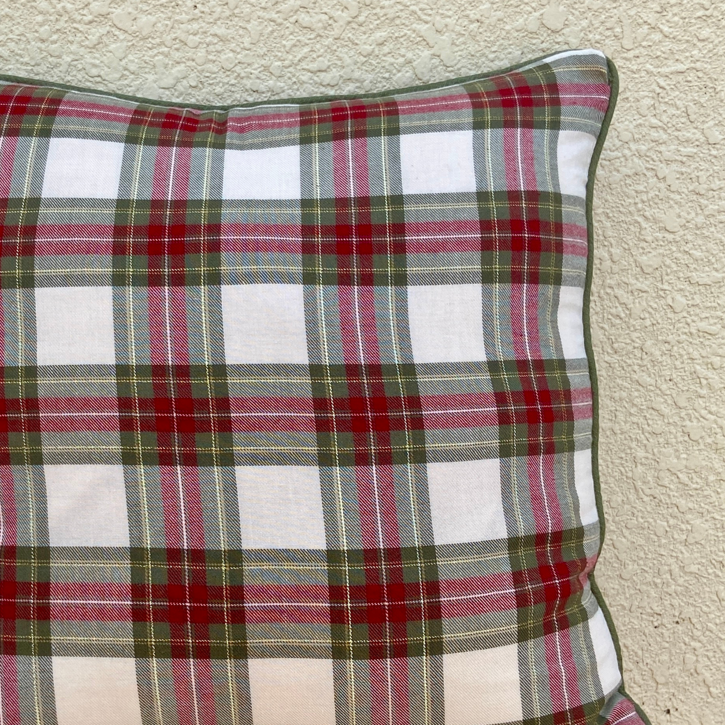 Off White tartan print cushion cover 16 x 16 inches