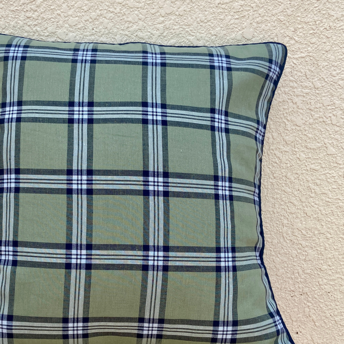 Green with Blue Checkered cushion cover 16 x 16 inches