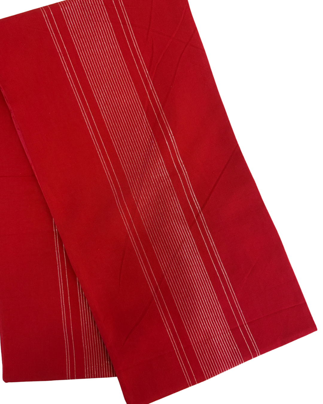 Christmas Table Runner - Red with Silver Thread Work