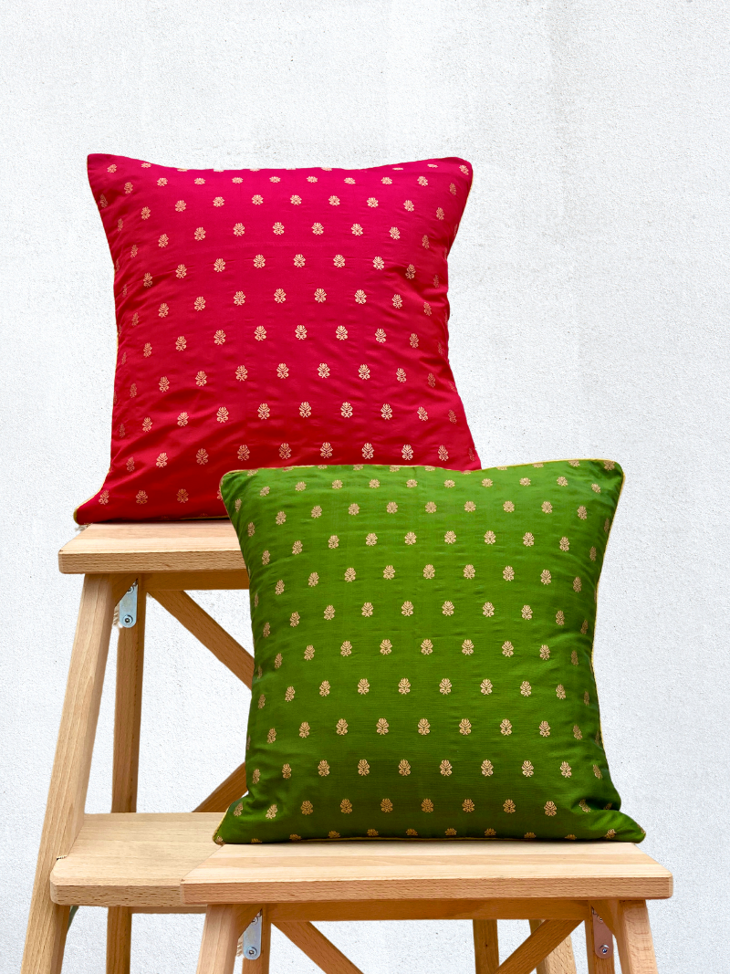 Festive Red and Green Cushion Cover Combo