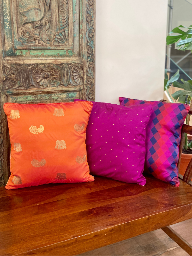 Stylish Cushion Cover Combo - Pink and Peachy Orange