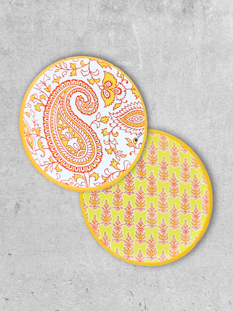 Festive Ethnic Waterproof Coasters for Tea, Coffee, Beer - Set of 2