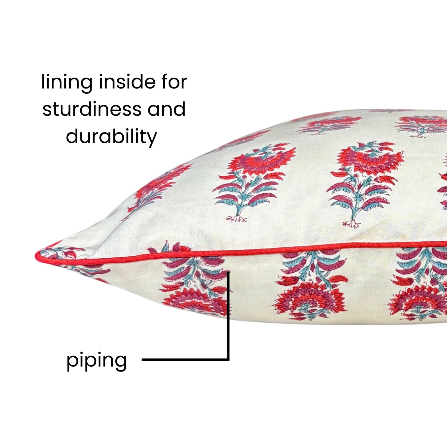 Decorative Cushion Covers for Sofa, Bed Standard Size 16 inches - Red and Grey Flower Motif
