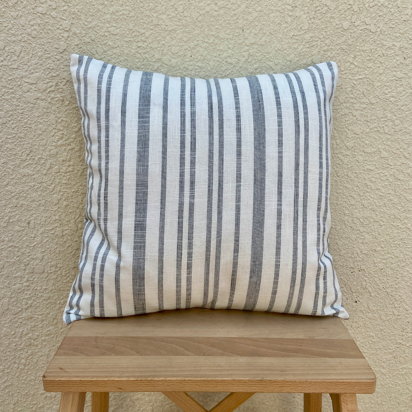 White with Grey Strip cushion cover 16 x 16 inches