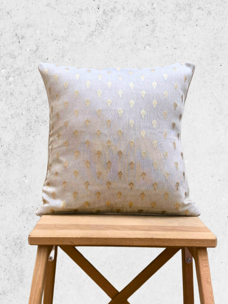 Elegant White with Stylish Motif Cushion Cover  16 x 16 inches