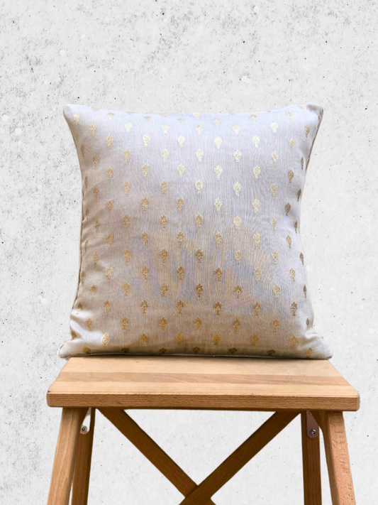 Elegant White with Stylish Motif Cushion Cover  16 x 16 inches