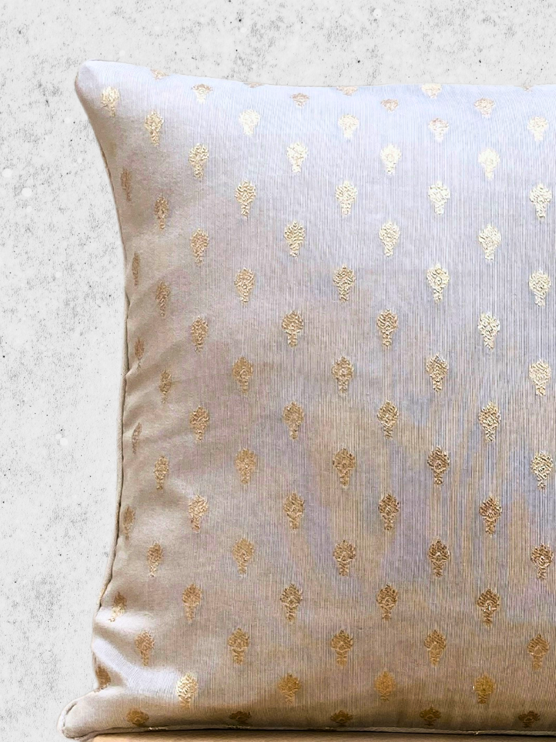 Elegant White with Stylish Motif Cushion Cover  16 x 16 inches
