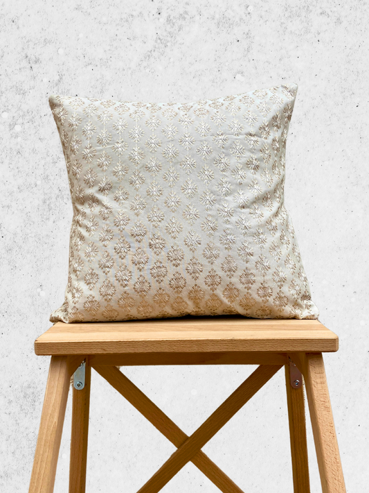 Festive White Star Motif cushion cover 16 x 16 inches