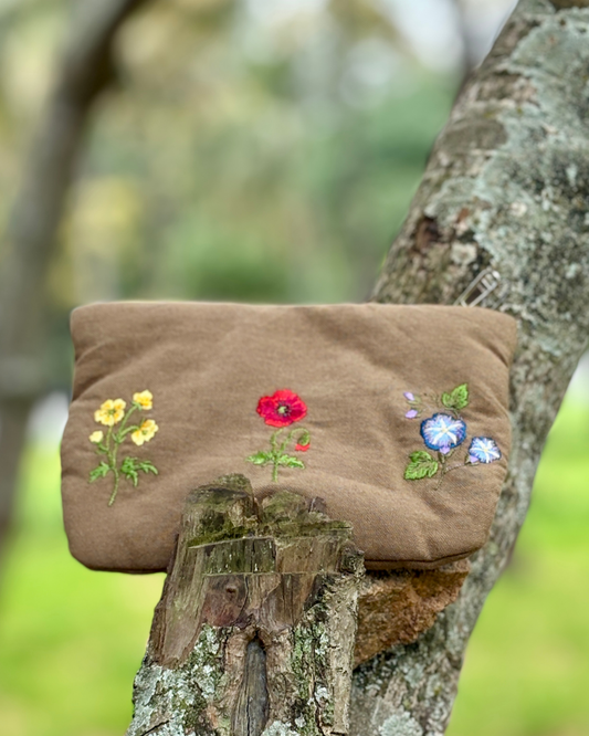Embroidered Triple Flower - Military Green