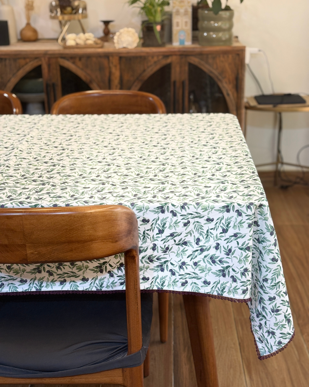 Berries Field Cotton Table Cloth for 6 or 8 seater Dining Table