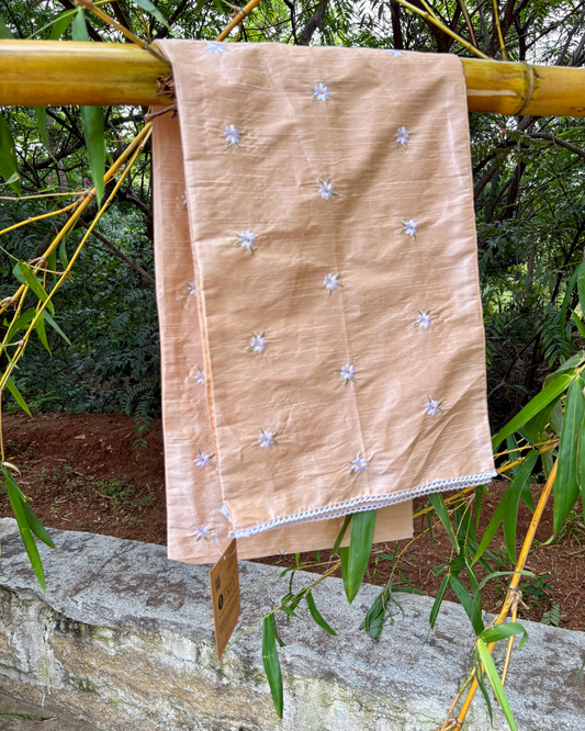 Embroidered Table Runner 12 x 90 inches - Powder Pink with white flowers