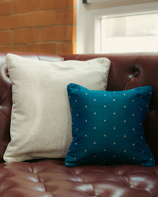 Christmas Cushion Set with fillers - Night Blue 12 inches & Shimmery Off White 16 inches