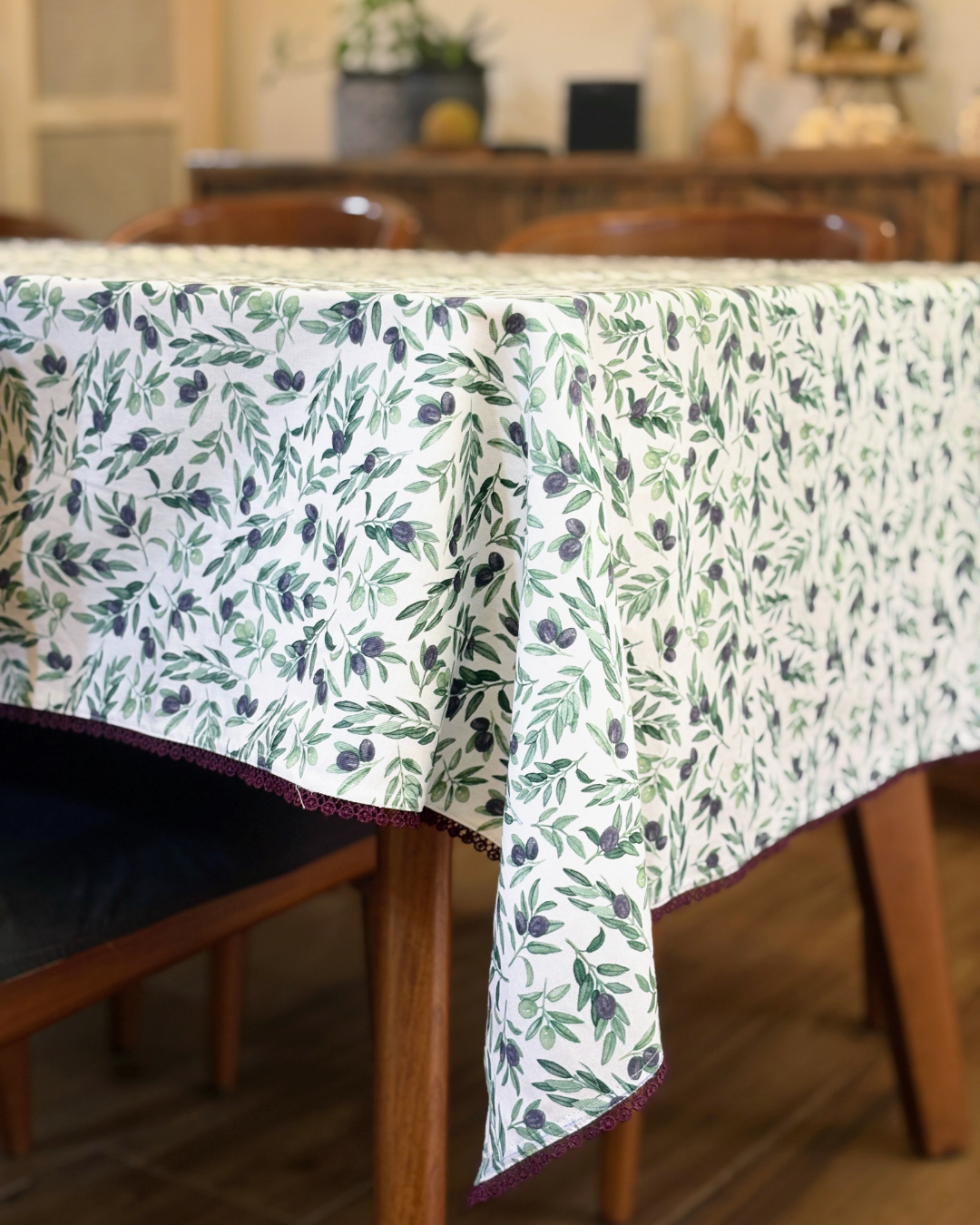 Berries Field Cotton Table Cloth for 6 or 8 seater Dining Table