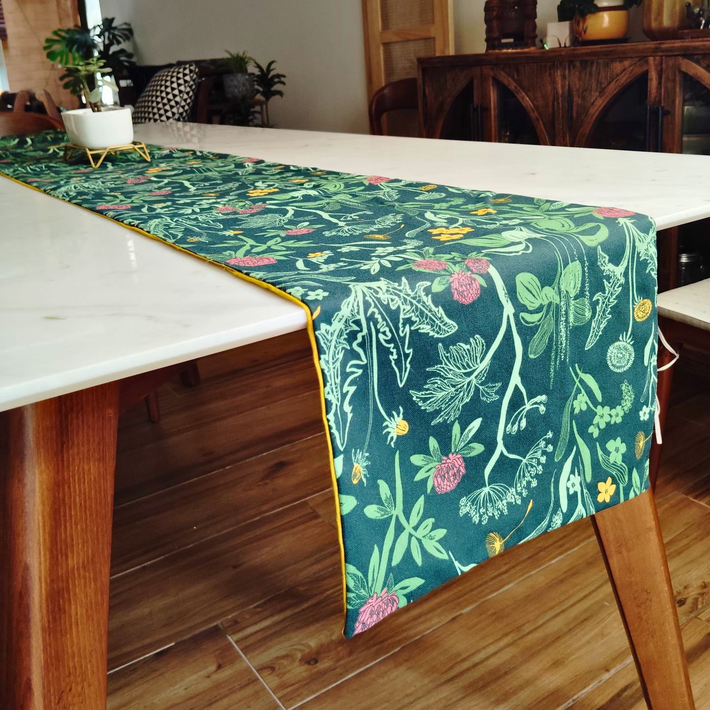 Modern Table Runner for 6 or 8 seater dining - Garden Print