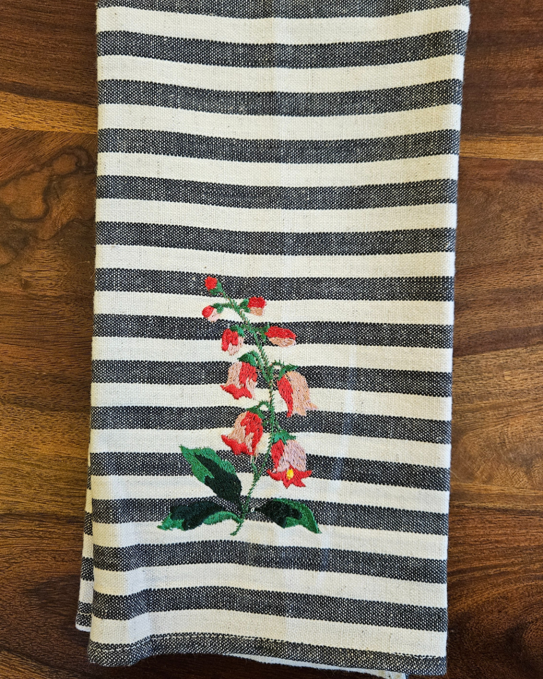 Tea Towel 100% cotton Snapdragon Black Stripes -Set of 2