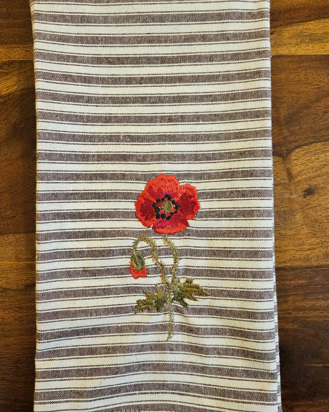 Tea Towel 100% cotton Poppy Brown Stripes -Set of 2