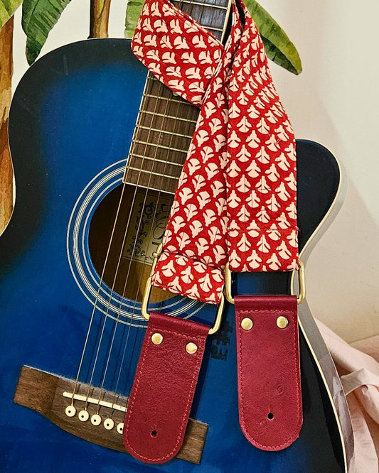guitar strap boho leather rust vintage look