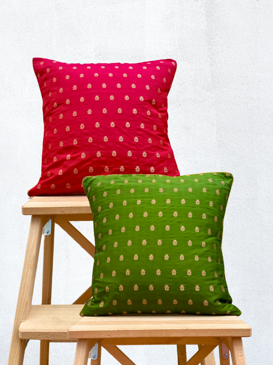 Festive Red and Green Cushion Cover Combo