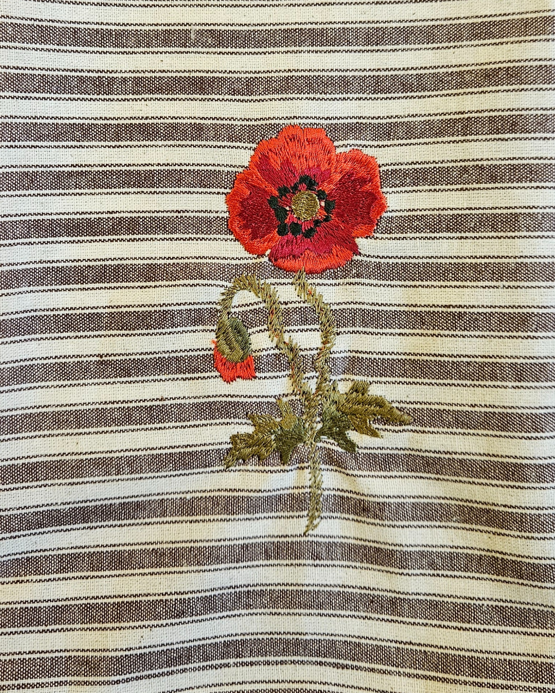 Tea Towel 100% cotton Poppy Brown Stripes -Set of 2