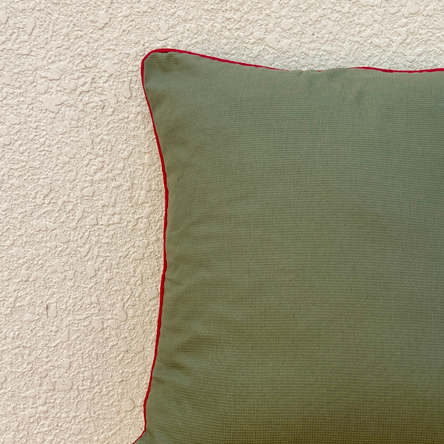 Sage Green with Red piping cushion cover 16 x 16 inches