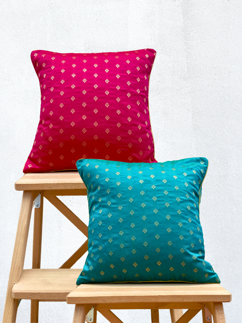 Festive Pink & Teal Cushion Cover Combo