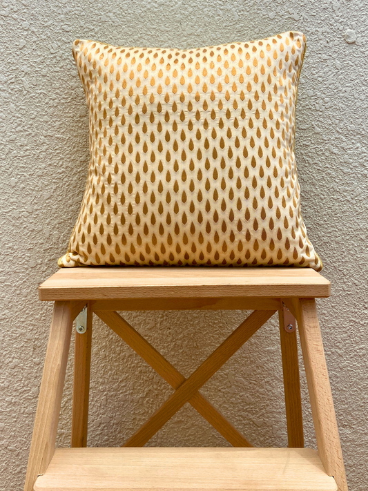 Elegant Cream with Tear Drop Motif Cushion Cover  16 x 16 inches