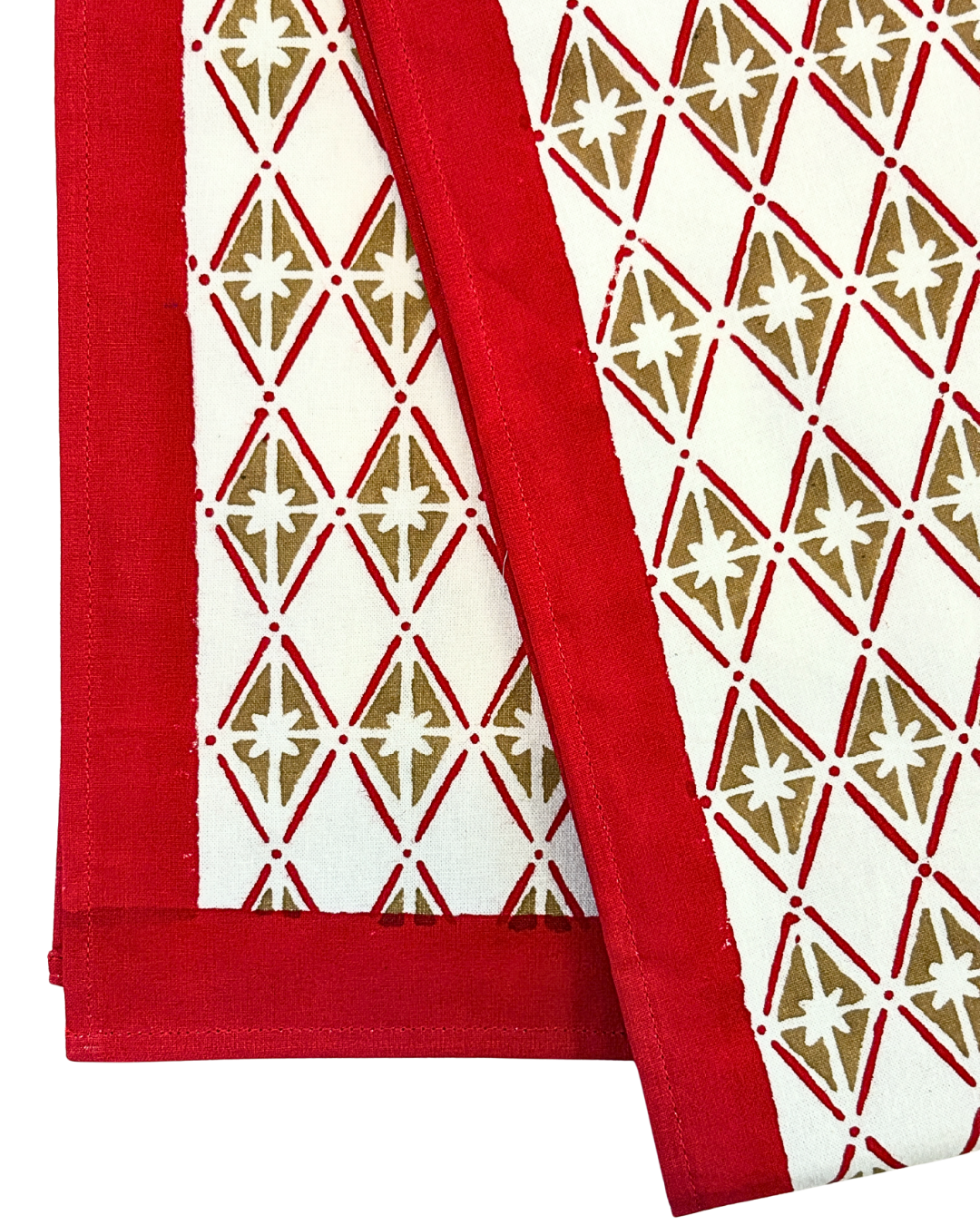 Christmas Table Runner Hand Block Printed 6 Seater - Gifts Print