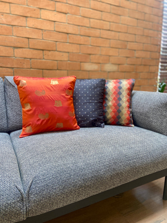 Festive Rust, Grey and Peachy Orange Cushion Cover Combo