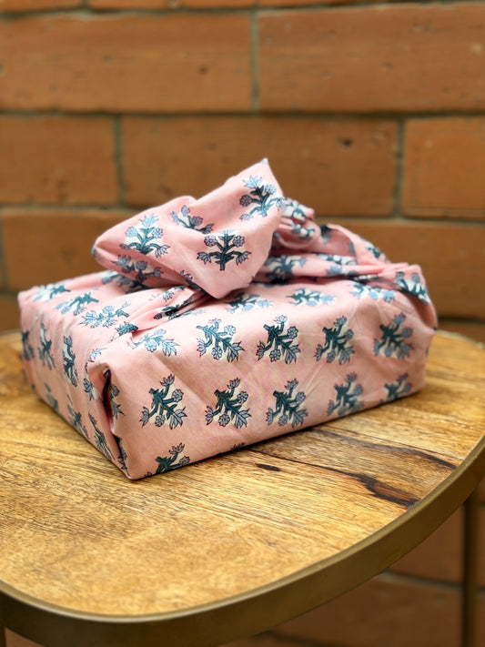 FUROSHIKI  Fabric Gift Wrap 100% Cotton Size - Pink Little Flowers