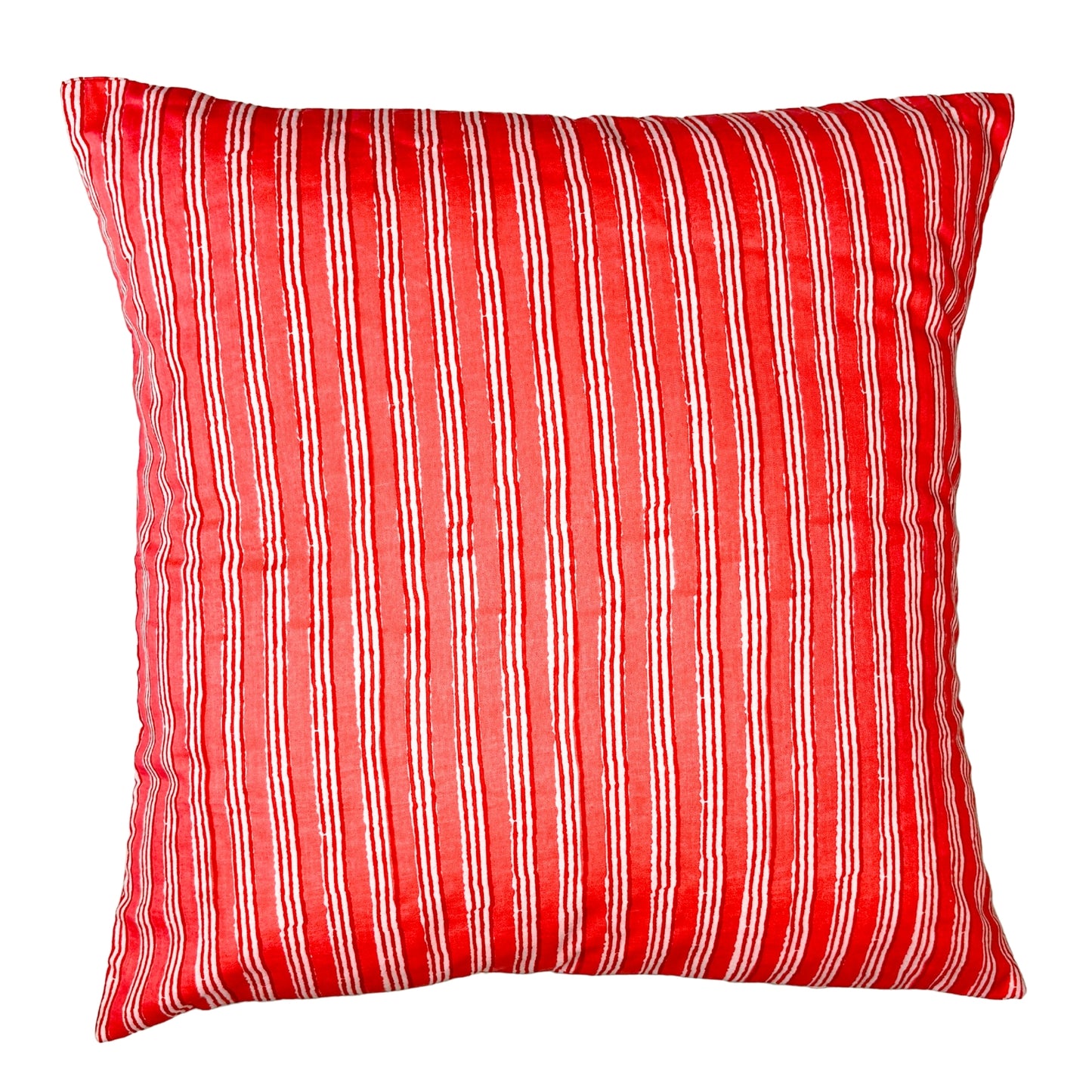 Hand Block Printed Premium Cushion Covers for Sofa, Living Room, Bedroom Size 16" x16" - Pink Stripes