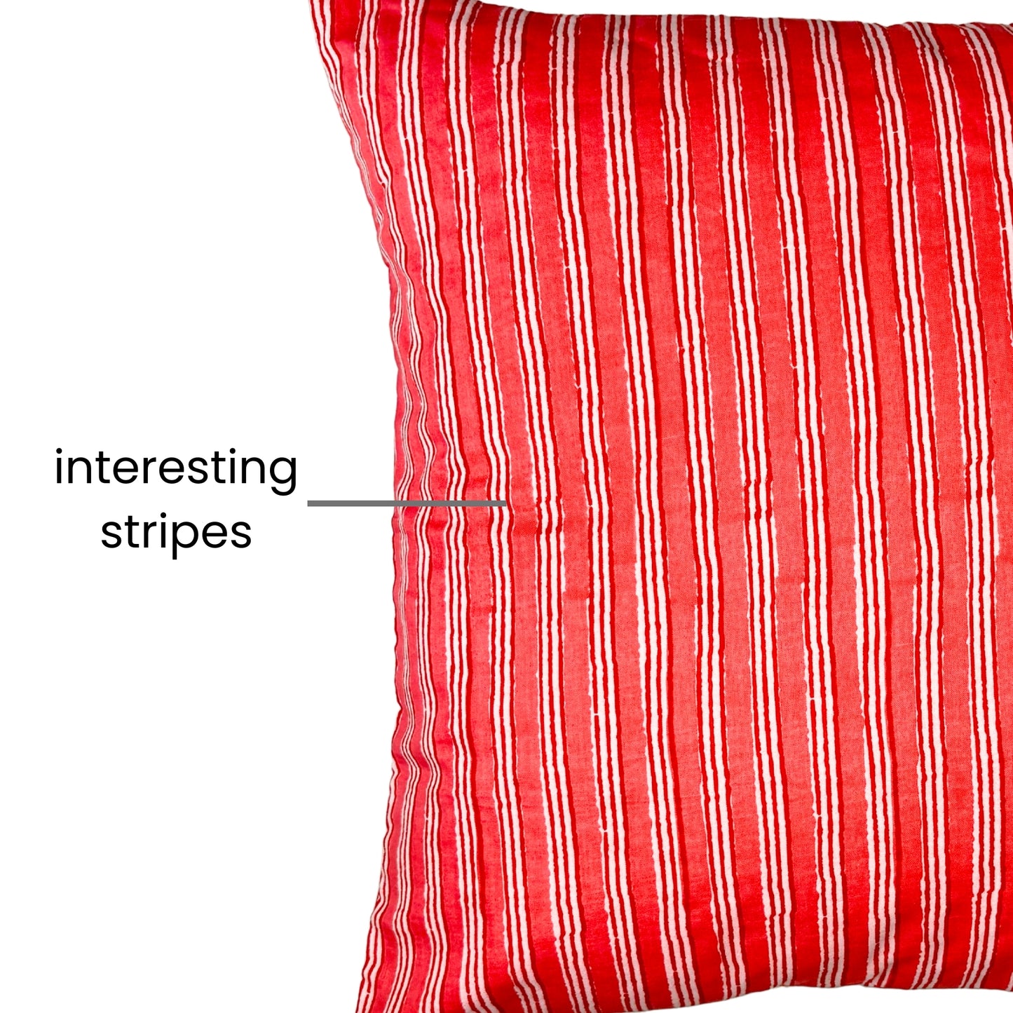 Hand Block Printed Premium Cushion Covers for Sofa, Living Room, Bedroom Size 16" x16" - Pink Stripes