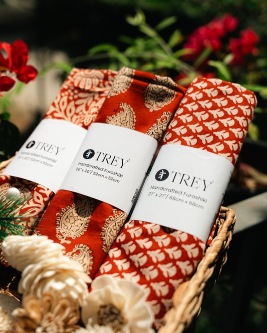 FUROSHIKI  Fabric Gift Wrap 100% Cotton - Rust Series