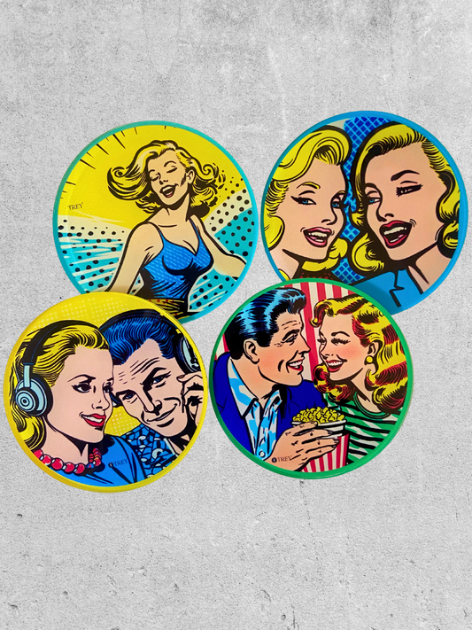 Quirky Besties Waterproof Coasters for Tea, Coffee, Beer- Set of 4