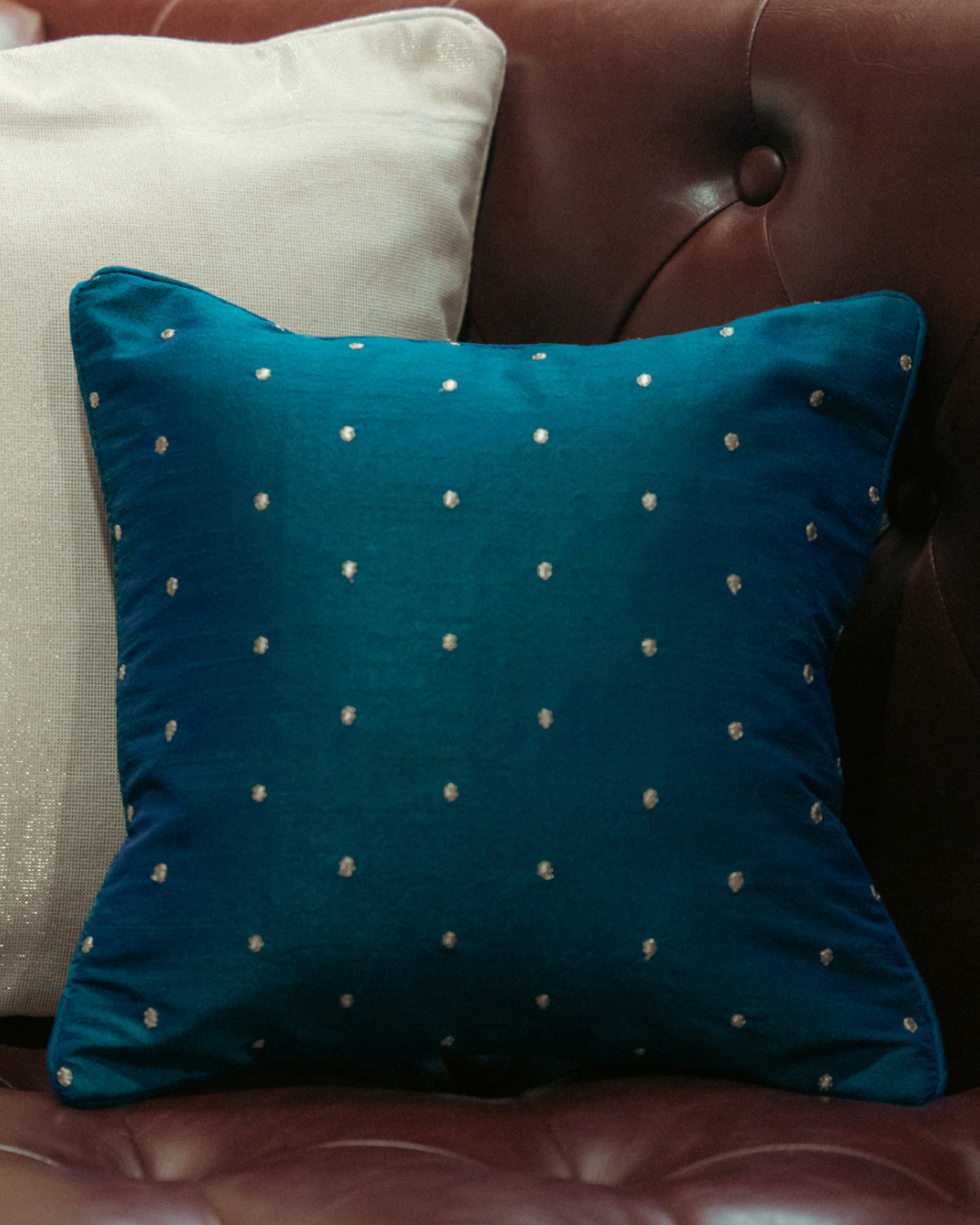 Christmas Cushion Set with fillers - Night Blue 12 inches & Shimmery Off White 16 inches