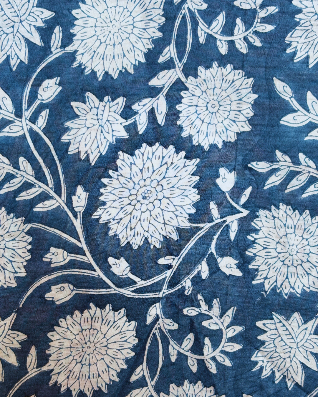 FUROSHIKI  Fabric Gift Wrap 100% Cotton - White Flowers on Blue